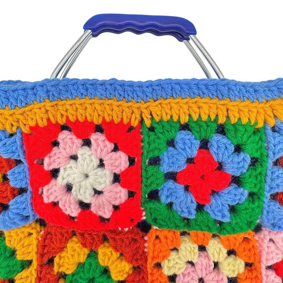 Vintage Festival Granny Square Knit Mesh Lined Tote Bag Spain - Picture 5 of 9